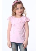 T-shirt with lace sleeves, light pink NDZ8147 - Online store - Boutique